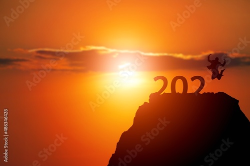 Concept of New 2021 growth and development prospects.Human silhouette