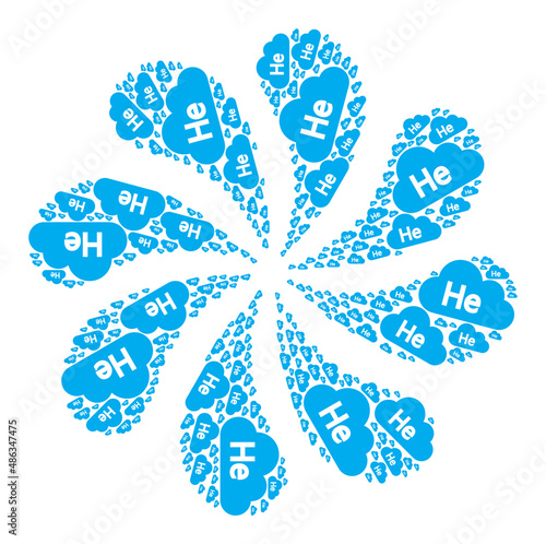 Helium gas icon curl motion turbine fireworks composition. Turbine cyclone combined from scattered helium gas symbols.