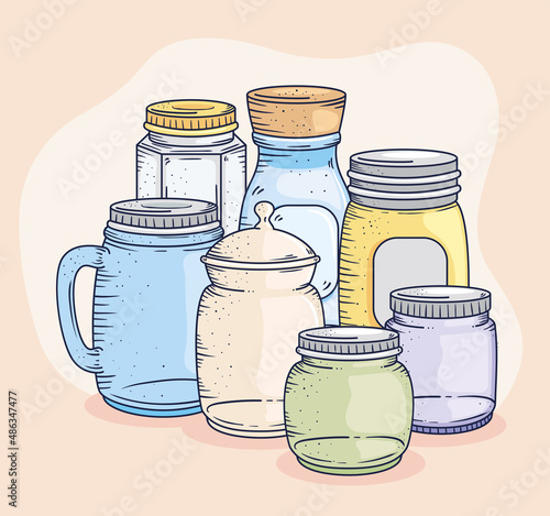 differents jars glass