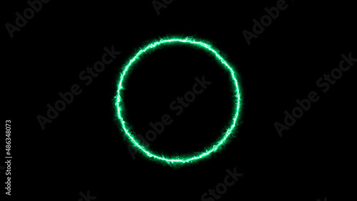 Geometric Minimalistic Background - Circle illustration with colorful electric FX for scifi images and texts - Techno wallpaper with circle effect and glow
