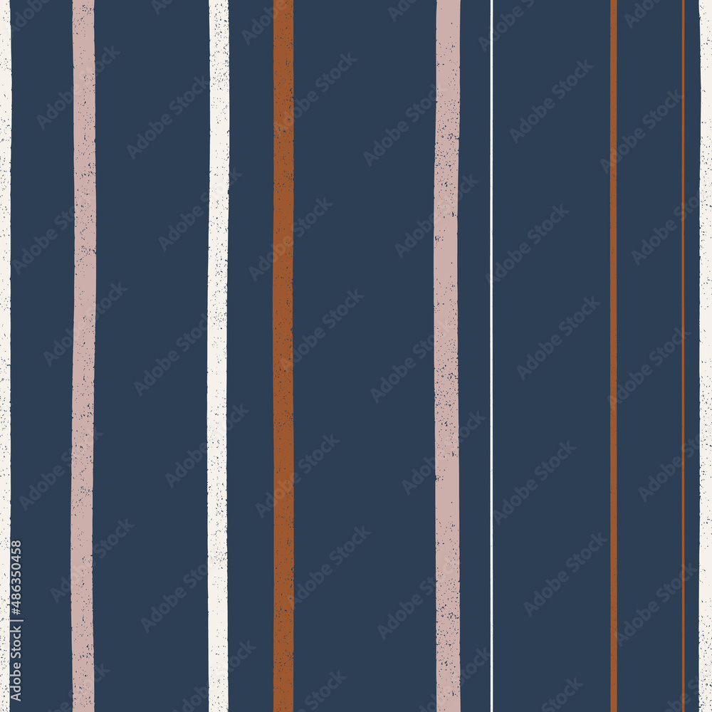Fototapeta premium Navy, rush and blush colored irregular artistic stripe pattern