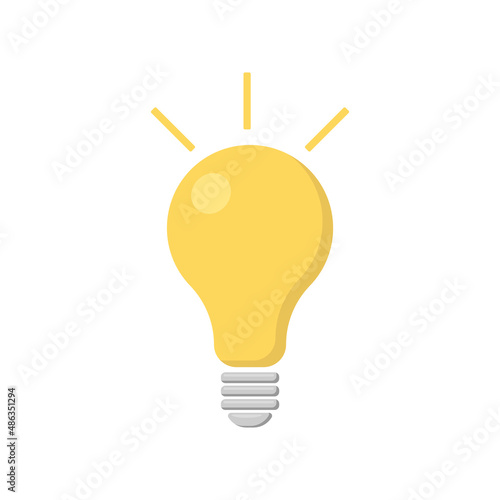 yellow light bulb on a white isolated background. vector flat illustration. concept of light and electricity, idea and creativity in business