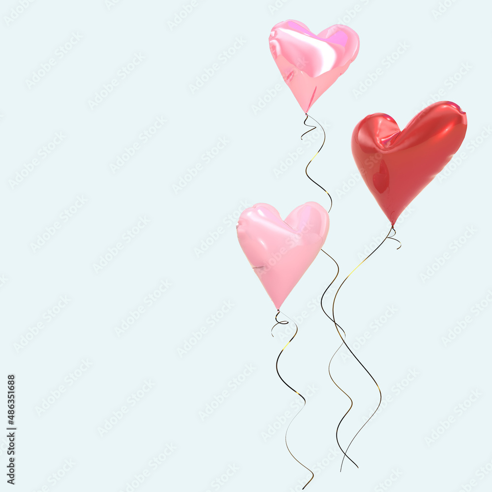 Valentine's Day card. Balloons in the form of hearts.