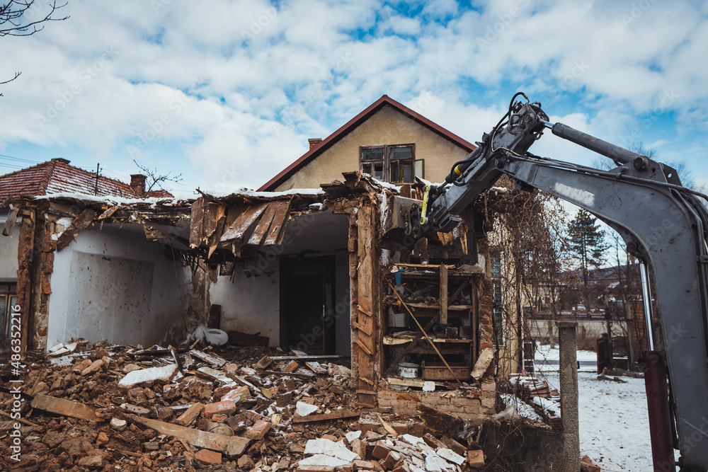 Old house being demolished.