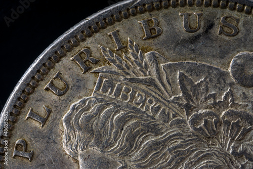 Detail Macro Shot of Liberty Morgan Dollar Pluribus Liberty Black photo