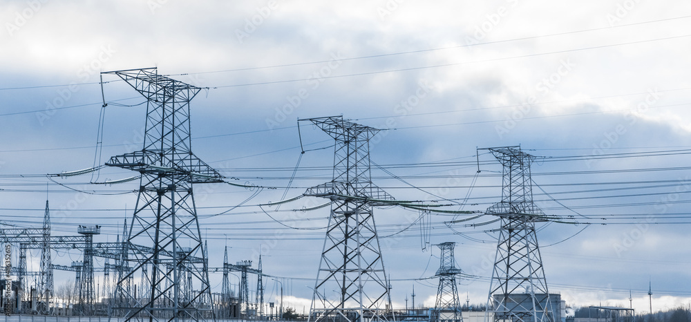 Power high voltage electric power lines energy industry