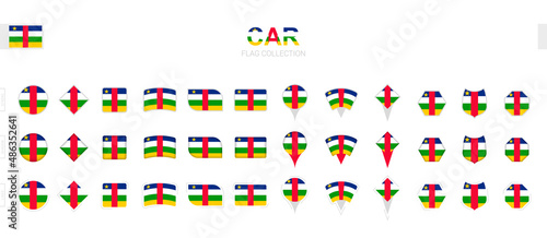 Large collection of Central African Republic flags of various shapes and effects.