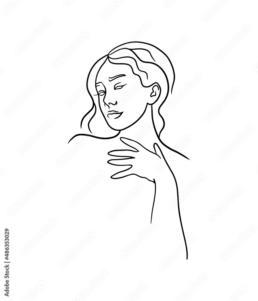 Beautiful line drawn abstract woman in modern style, isolated vector illustration Beautiful line drawn abstract woman in modern style, isolated vector illustration