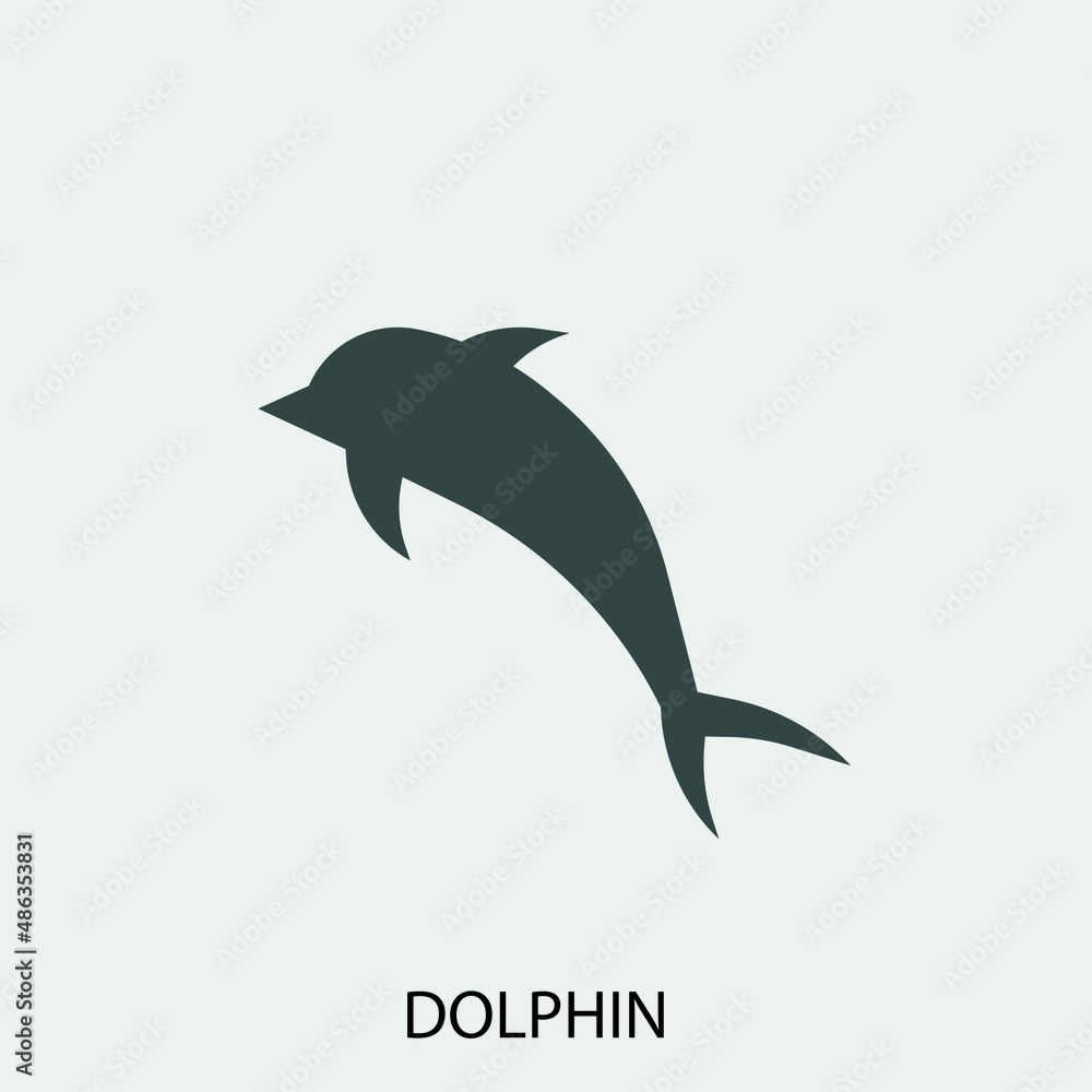 Naklejka premium Dolphin vector icon illustration sign