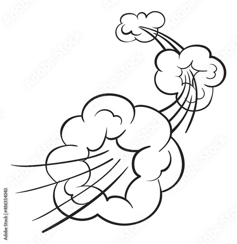 Fast moving comic effect with dust cloud motion