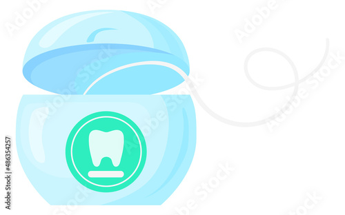 Dental floss container. Open plastic cartoon case