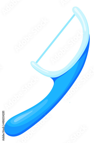 Floss pick. Dental care icon. Cartoon oral health tool