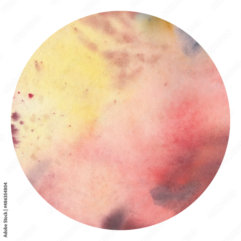 Texture in a circle similar to a planet, isolated on a white background. Watercolor background in a circle Texture in a circle similar to a planet, isolated on a white background. Watercolor background in a circle