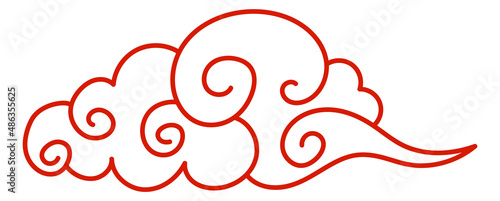 Decorative cloud. Red line swirls sky symbol