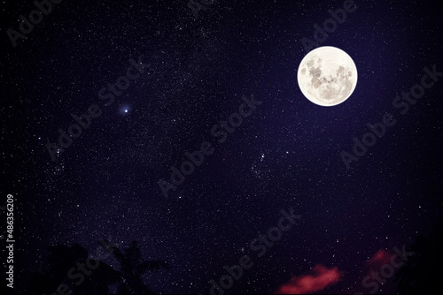 Super Full moon against the background of the starry sky