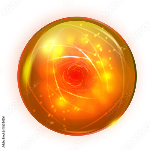 Fantasy sphere with golden glow effect. Magic ball