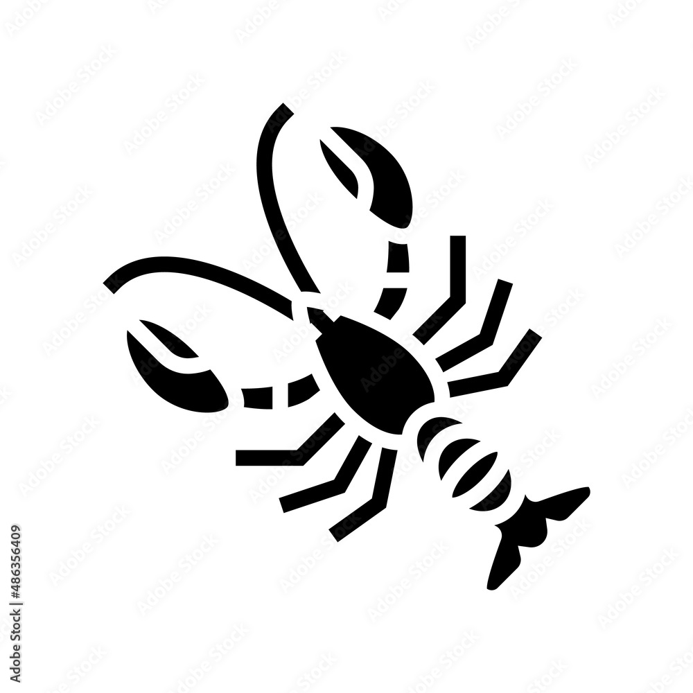 lobster seafood glyph icon vector. lobster seafood sign. isolated contour symbol black illustration lobster seafood glyph icon vector. lobster seafood sign. isolated contour symbol black illustration