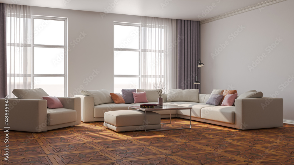 Illustration 3D rendering large luxury modern bright interiors Living room mockup computer digitally generated image Illustration 3D rendering large luxury modern bright interiors Living room mockup computer digitally generated image