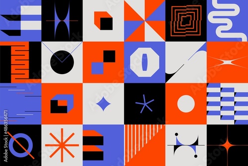 Minimal geometric background. Simple minimalist bold forms for poster, brutalist shapes swiss style. Vector abstract design