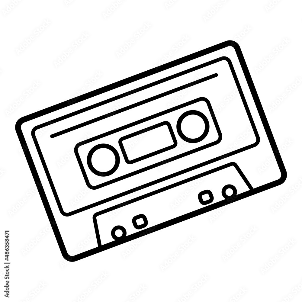 Compact Cassette Flat Icon Isolated On White Background Compact Cassette Flat Icon Isolated On White Background