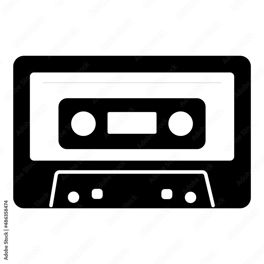 Compact Cassette Flat Icon Isolated On White Background