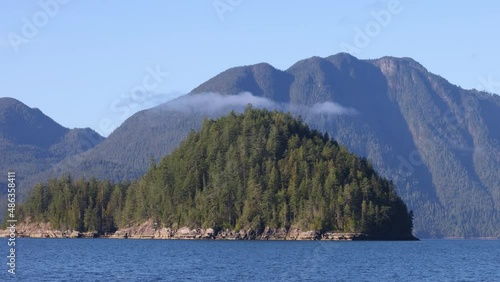 British Columbia Beautiful Inlet Nature Landscape Near Bute Inlet, Strathcona and Campbell River. Whale Watching, Bear Watching and Salmon Fishing Tourist Travel Destination. British Columbia, Canada photo