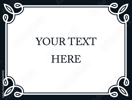 Vector border frame board. Simple rectangular billboard, plaque, signboard or label 