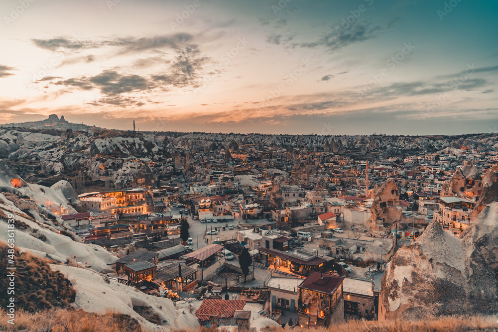 sunset over the cappadocia sunset over the cappadocia