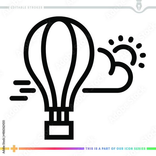 Line icon for zeppelin race illustrations with editable strokes. This vector graphic has customizable stroke width.