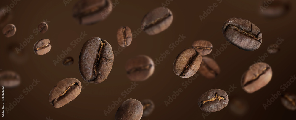 Brown background of hot coffee grains in splash. Brown coffee beans splash. Concept. Banner.
Brown background of hot coffee grains in splash. Brown coffee beans splash. Concept. Banner.