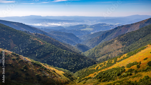 panorama of the mountains in autumn