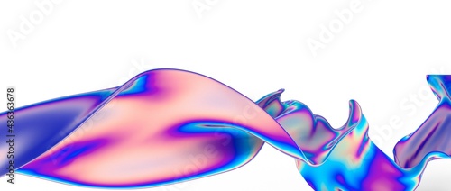 Fototapeta Naklejka Na Ścianę i Meble -  3d fluid shapes with holographic effect
