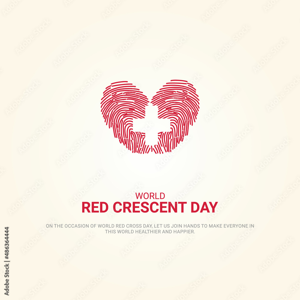 World red crescent red cross day, Finger print and red cross concept ...