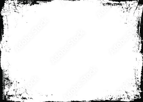 Grunge border vector texture background. Abstract frame overlay. Dirty and damaged backdrop. Vector graphic illustration with transparent white. EPS10.