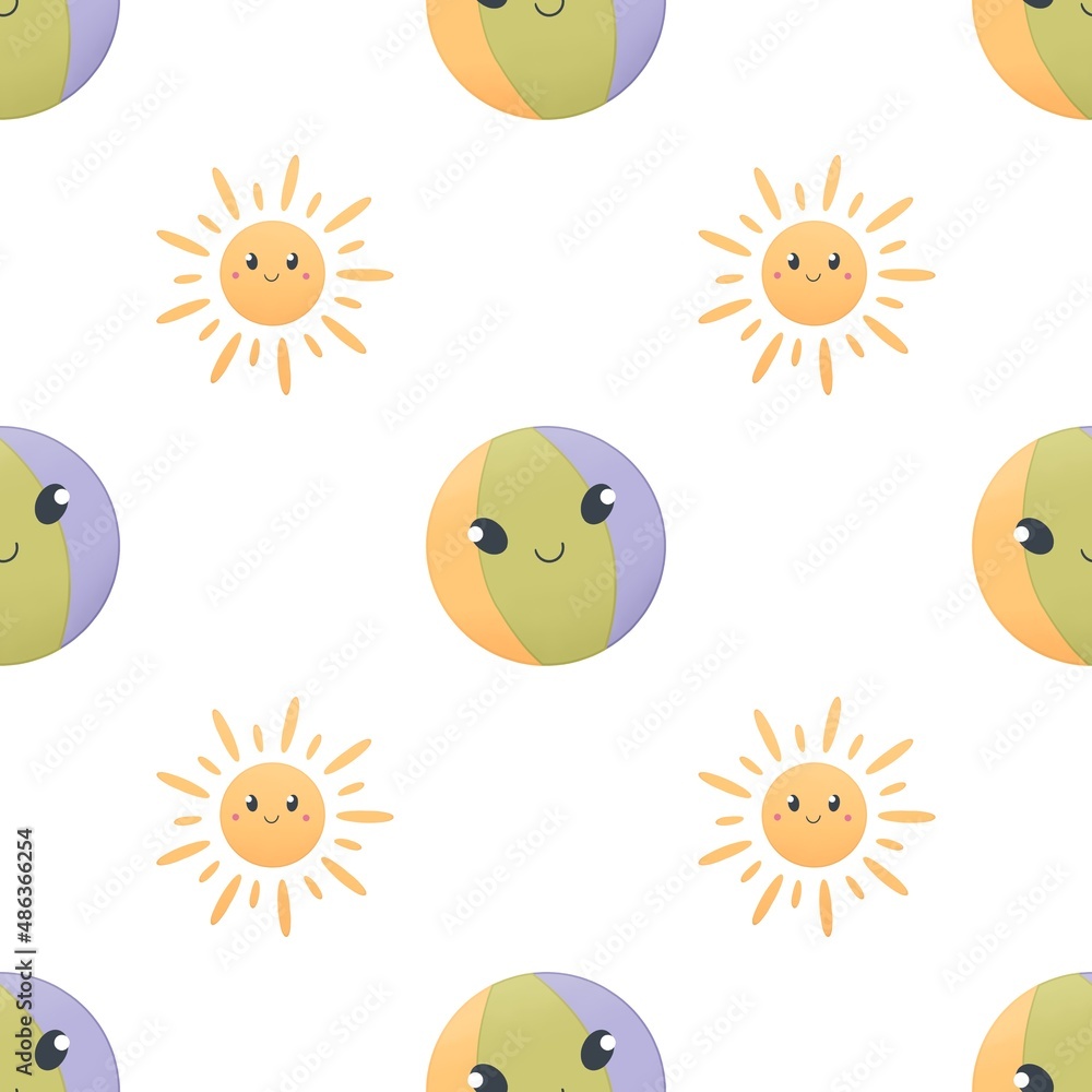 cute summer pattern for kids - sun and ball cute summer pattern for kids - sun and ball