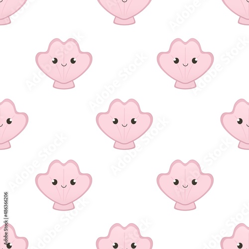 cute summer pattern for kids - seashells on a white background