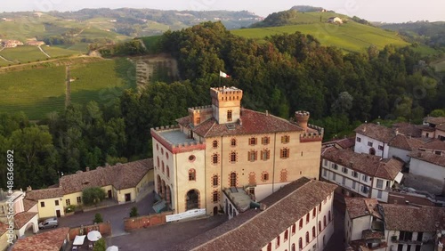Barolo medieval castle in Langhe and vineyard, Piedmont Italy (Piemonte) photo