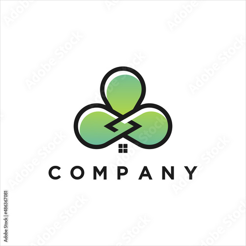 Modern clover house or invinity home logo vector for your company or business