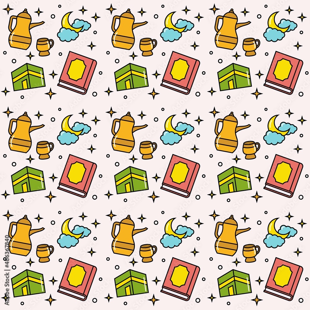 Ramadan doodle seamless pattern vector design Ramadan doodle seamless pattern vector design