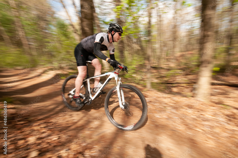 mountain biking on a trail
