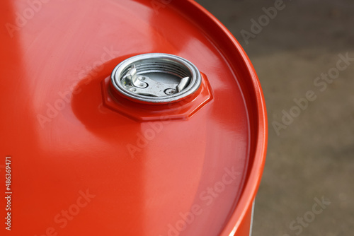 Cap closed in the iron red barrel of industry 