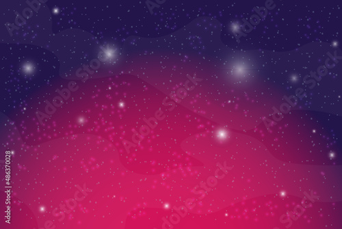 Abstract space galaxy background. Horizontal panorama. Template banner with pink and blue space galaxies and stars. Vector illustration.