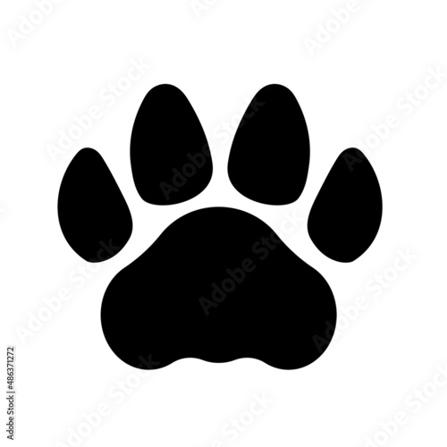 Tiger or cat footprints. Paw print. Vector template. Illustration isolated on white background.