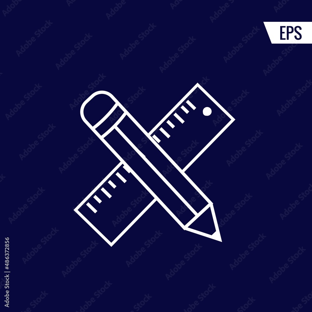 Pencil and ruler vector icon illustration sign Pencil and ruler vector icon illustration sign