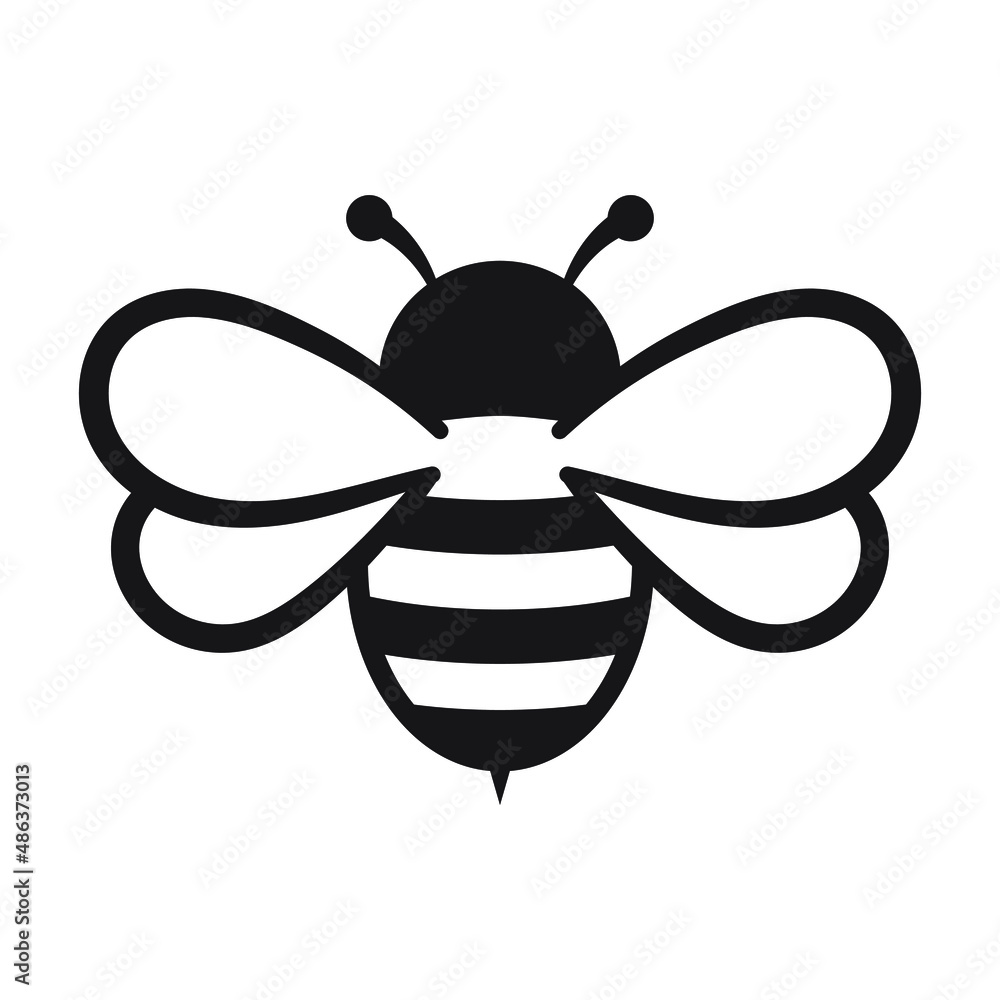 Honey Bee icon. Insect character. Cartoon flying bee. Vector isolated on white background. Honey Bee icon. Insect character. Cartoon flying bee. Vector isolated on white background.