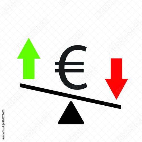 Vector image describing euro price rise and fall