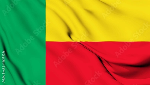 Benin flag 3D Rendering. National flag of Benin. 8K Resolution.  