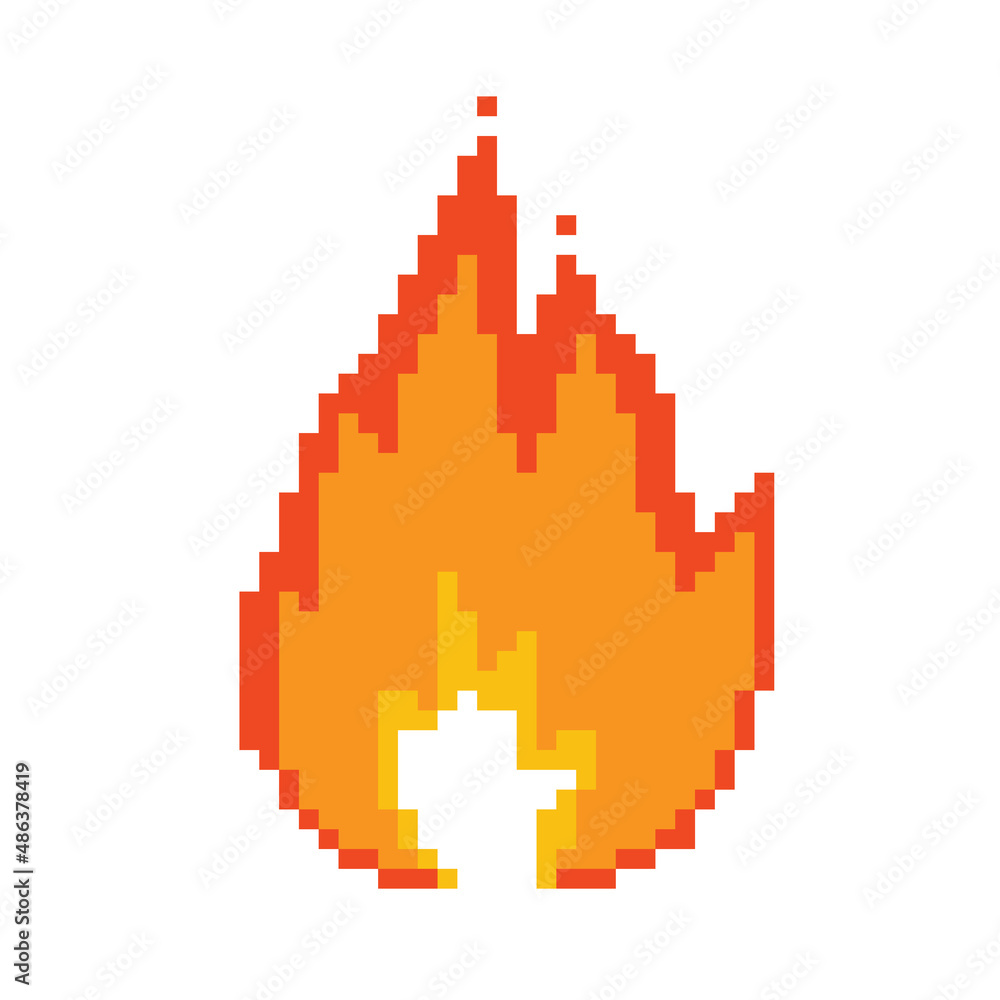 fire pixel vector icon for 8 bit game