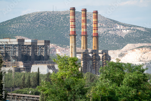 Yatağan thermal power plant producing electricity with coal. Muğla - TURKEY