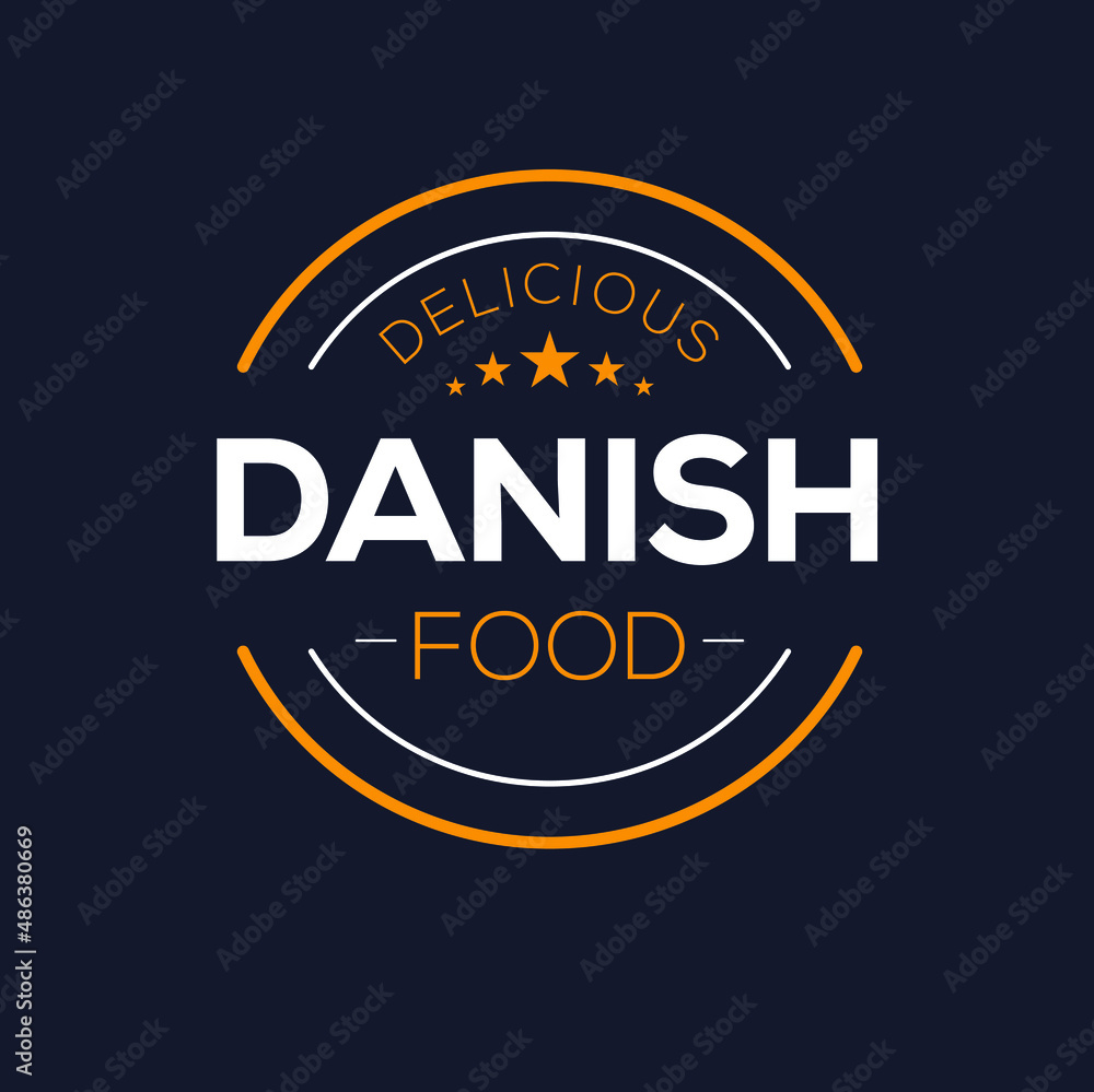 Creative (Danish food) logo, sticker, badge, label, vector illustration.